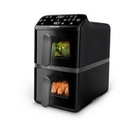 Philips 4000 Series Stacked Dual Basket Airfryer 10L - RapidAir Technology, Sync Finish, 2 Meals at Once, 45% Less Countertop Space, PFAS-Free Ceramic Coating, Easy View Windows (NA460/09)