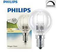 Philips 42W E14 Edison Screw Halogen Classic P45 Golf Ball Bulb Standard Lamp, Eqv to: 55 W, 220-240V Dimmable White Light, 1x