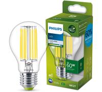 Philips LED Ultra Efficient Light Bulb A Label Energy Rating [Cool White 4000K - E27 Edison Screw] 60W A60 Clear. for Indoor Home Lighting