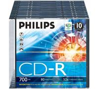 Philips - CR7D5NS10/00 - Cd-r 80 Minute 700mb (52x) Slim Case, 10 Pack