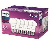 Philips 6 Pack Philips 13 - 100W Frosted E27 Edison LED Bulb 1521lm - Warm White