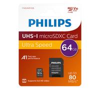 Philips - Micro SDHC 64 GB Class 10 Memory Card + Adapter