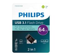 Philips 64GB USB 3.1 Flash Drive USB A & USB C Dual Memory Stick OTG Android PC