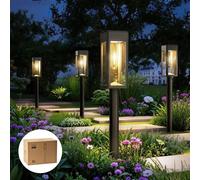 Philips 8 Packs Solar Pathway Lights Outdoor, Glass Metal Led Garden Landscape Lightings, 3000K Warm White, Waterproof for Decor Yard, Walkway, Patio