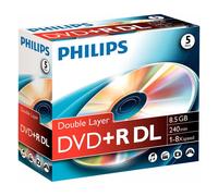 PHILIPS - 8x Speed Double Layer DVD+R DL Blank DVDs - Jewel Case 5 Pack