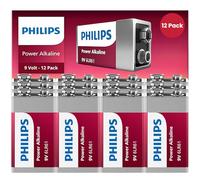 PHILIPS 9 Volt Batteries - Power Alkaline 9V Battery 12 Pack, Long Lasting Power Up to 5 Years in Storage, 9v Batteries Leak Proof Design, All Purpose 9volt for All Your Household & Office Needs.