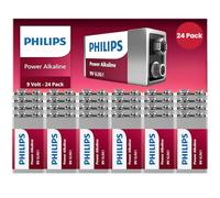 PHILIPS 9 Volt Batteries - Power Alkaline 9V Battery 24 Pack, Long Lasting Power Up to 5 Years in Storage, 9v Batteries Leak Proof Design, All Purpose 9volt for Household & Office Needs.