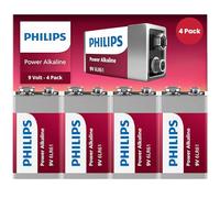 PHILIPS 9V Batteries - Power Alkaline 9 Volt Battery 4 Pack, Long Lasting Power Up to 5 Years in Storage, 9v Batteries Leak Proof Design, All Purpose 9volt for All Your Household & Office Needs.