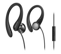 PHILIPS A1105 in-Ear Sports Wired Headphones with Ear Hooks for Secure Fit, Deep bass, in-line Remote Control and Microphone, Sweat-Resistant, 3.5 mm Connector TAA1105BK