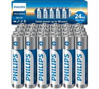 PHILIPS AA Batteries 24 Pack 1.5v Ultra Alkaline Double A Batteries, 10-Year Shelf Life, Ideal for Blink Outdoor Camera Battery, Alarm System, Doorbell, Smoke Detector Batteries. [Non-Rechargeable]