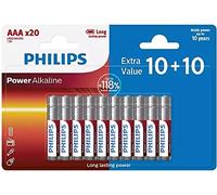 PHILIPS AAA Batteries 20 Pieces - Value Pack Batteries LR03/1.5V - Alkaline Batteries - Battery with 20 Years Shelf Life - up to 118% More Energy