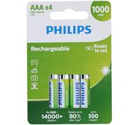 PHILIPS AAA Batteries - HR03 Rechargeable Batteries - NiMH 1.2V - 500 Recharges