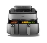 PHILIPS 5000 Series 9L NA555/09 Dual Basket Steam Air Fryer Silver, Silver/Grey
