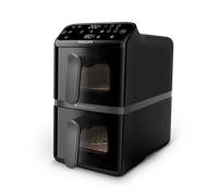 Philips 4000 Series Stacked Dual Basket Airfryer 10L - RapidAir Technology, Sync Finish, 2 Meals at Once, 45% Less Countertop Space, PFAS-Free Ceramic Coating, Easy View Windows (NA460/09)