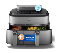 Philips Airfryer 5000 Series Dual Basket with Steam - Unique Steamfry, Steam & Airfry - 19 Ways to Cook; 9L Capacity (3L + 6L), RapidAir Plus Technology, Auto SteamClean (NA555/09)