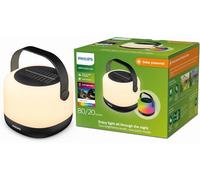 Philips Alula Portable Solar Light, 3000K and RGB Colour Change, USB Charging Cable, IP44, Black and White