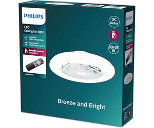 Philips Amigo LED Ceiling Fan Light with Remote Control, White | Tunable Colour Temperature, Convenient Brightness Control, 25W+60W, Indoor Home Lighting, Energy-Efficient, Easy on the Eyes