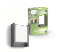 Philips Arbour LED Outdoor Wall Light, 6W, 700 lm, 2,700 K Warm White Light, IP44 Weather-Resistant, Built-in LED, Durable, Aluminium, Anthracite Grey
