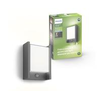 Philips Arbour Outdoor Wall Light, Anthracite Grey | 4000K Cool White Light, Built-In LED, 750lm, 6W, IP44 Weather-Resistant, Infrared Motion Sensor, Durable