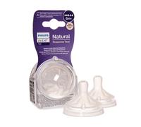 PHILIPS AVENT Baby Bottle Silicone Teat Fast Flow Natural 2 Pcs 6m+ Air Free