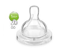 Philips Avent Classic+ Bottle Teats 2 Holes Slow Flow 1m+ Pack of 2 - SCF 632/27