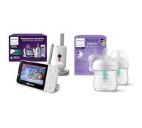 PHILIPS Avent Connected Baby Monitor with WiFi, HD Camera, Cry Detection, Model SCD951/26 Avent Natural Response Baby Bottle - 2X 125ml Baby Milk Bottle with AirFree Vent, Model SCY670/02