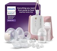 Philips Avent Hands-Free Breast Pump Starter Set, Hospital-Strength Motor, Mimics Baby's Drinking Rhythm, Pumps up to 85 Times per Minute, with Feeding and Storage Products, Model SCD553/11