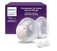 Philips Avent Hands-Free Double Collection Cups, Ultra-Light & Transparent Collection Cups for Electric Breast Pump, 4 Breast Shields (2X 21mm, 2x24mm), 2X 19mm Shield Inserts, Sizing Card, SCF439/01