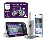PHILIPS AVENT HD Connected Video Babyphone, Most Advanced Avent Monitor yet, AI Sleep and Breathing Tracking, App, Ultra-Clear Day and Night Display, SCD973/26