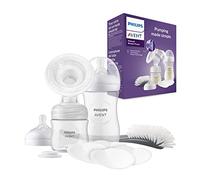 Philips Avent Manual Breast Pump Gift Set - Single Breast Pump, 260ml and 125ml Baby Bottles, BPA Free, 4 Disposable Breast Pads (Model SCD430/60)