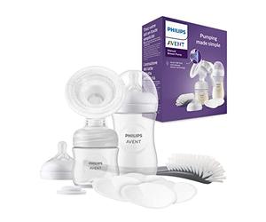 Philips Avent Manual Breast Pump Gift Set - Single Breast Pump, 260ml and 125ml Baby Bottles, BPA Free, 4 Disposable Breast Pads (Model SCD430/60), Transparent, 441.0 grams, 1.0 count, Pack of 1