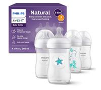 Philips Avent Natural Baby Bottles with Natural Response Nipples (Medium Flow, Flow 3), with Seahorse and Starfish Design, 9oz, 4-Pack, SCY903/68