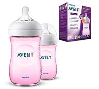 Philips Avent Natural Feeding Bottle 2 Count 260ml, Pink, Translucent, 1 month+