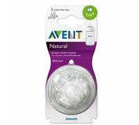 Philips Avent Natural Teat, 1 Month+, Slow Flow, Anti-Colic, Pack of 2 - SCF042/27 2 Count (Pack of 1)