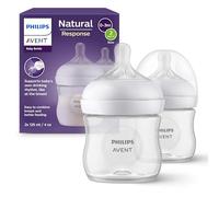 Avent Natural Response Baby Bottle - 2 x 125ml Baby Milk Bottle for Newborns and Up, BPA Free, 0+ Months (Model SCY900/02)
