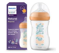 Philips Avent Natural Response Baby Bottle - 260 ml, with Medium Flow Teat (Flow 3), with Forest Plants Design, SCY903/74