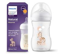 Philips Avent Natural Response Baby Bottle - 260ml Baby Milk Bottle, BPA Free for Babies 1 Month+, Giraffe Pattern (Model SCY903/66)