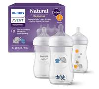 Philips Avent Natural Response Baby Gift Set, 3 Natural Response Baby Bottles 260 ml with T3 (1 m+ Teats), SCY903/63