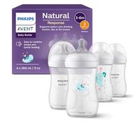 Philips Avent Natural Response Baby Gift Set, 4 Natural Response Baby Bottles 260 ml with T3 (1 m+ Teats), SCY903/61