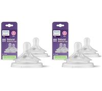 Philips Avent Natural Response Bottle Teat - 2 x Baby Bottle Flow 4 Teats for Babies Aged 3+ Months, BPA Free (Model SCY964/02) (Pack of 2)