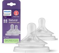 Philips Avent Natural Response Bottle Teat - 2 x Baby Bottle Flow 6 Teats for Babies Aged 6+ Months, BPA Free (Model SCY966/02)