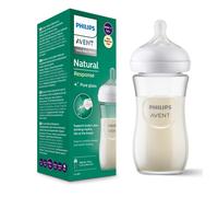 Avent Natural Response Glass Baby Bottle - 240ml Baby Milk Bottle, BPA Free for Newbown Babies 1 Month+ (Model SCY933/01)
