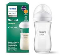 Avent Natural Response Glass Baby Bottle - 240ml Baby Milk Bottle, BPA Free for Newbown Babies 1 Month+ (Model SCY933/01)