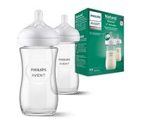 Philips Avent Natural Response Glass Baby Bottles 8oz/240 ml with Medium Flow