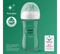 Philips Avent Natural Response Glass Baby Bottles 8oz/240 ml with Medium Flow Teats (Flow 3), 2 Pack, SCY933/02
