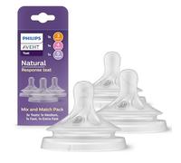Philips Avent Natural Response Mix & Match Teat Pack, 3 Natural Response Teats with Different Flow Rates - Medium (Flow 3), Fast (Flow 4) and Extra Fast (Flow 5), 3-Pack, SCY960/03