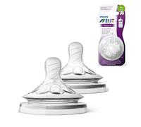 Philips Avent Natural Teat, 1 Month+, Slow Flow, Anti-Colic, Pack of 2 - SCF042/27 2 Count (Pack of 1)