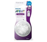 Philips Avent Natural Teat, 3 Months+, Medium Flow, Anti-Colic, Pack of 2 - SCF043/27 2 2 Count (Pack of 1)
