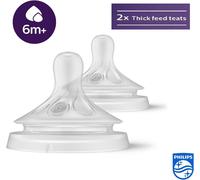 Avent Natural Response Bottle Teat - 2 x Baby Bottle Flow 6 Teats for Babies Aged 6+ Months, BPA Free (Model SCY966/02)