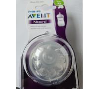 Philips Avent Natural Teat, 1 Month+, Slow Flow, Anti-Colic, Pack of 2 - SCF042/27 2 Count (Pack of 1)